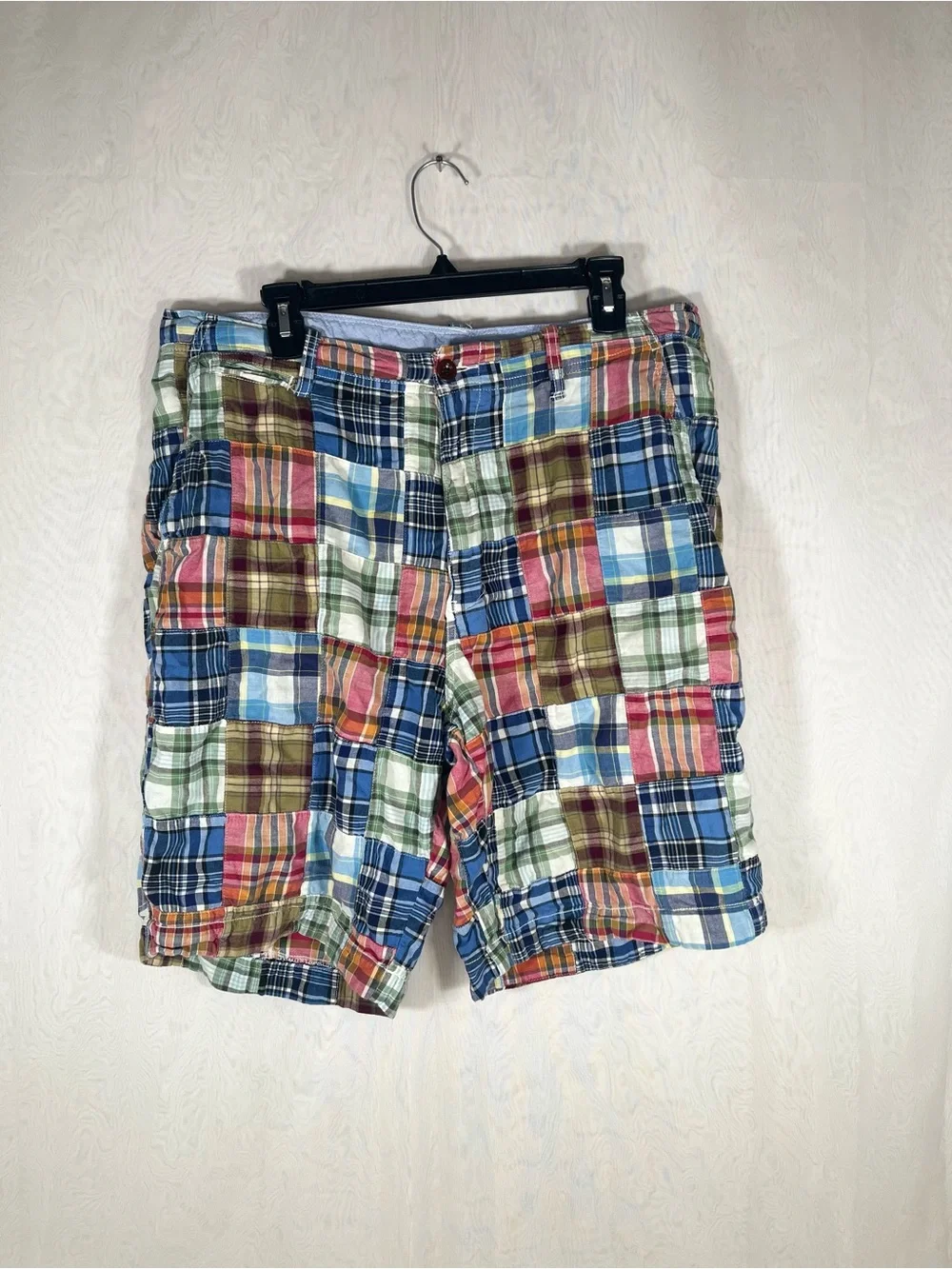 Vintage J. Crew Patchwork Plaid Shorts 36 Multi Color Ivy League Gorpcore Preppy